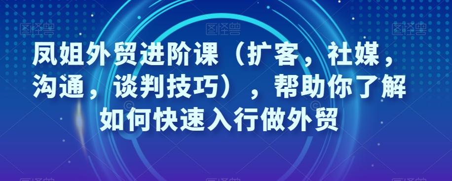 凤姐外贸进阶课（扩客，社媒，沟通，谈判技巧），帮助你了解如何快速入行做外贸-乐码云集