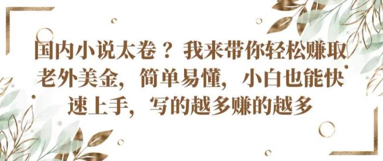 国内小说太卷 ?带你轻松赚取老外美金，简单易懂，小白也能快速上手，写的越多赚的越多【揭秘】-乐码云集