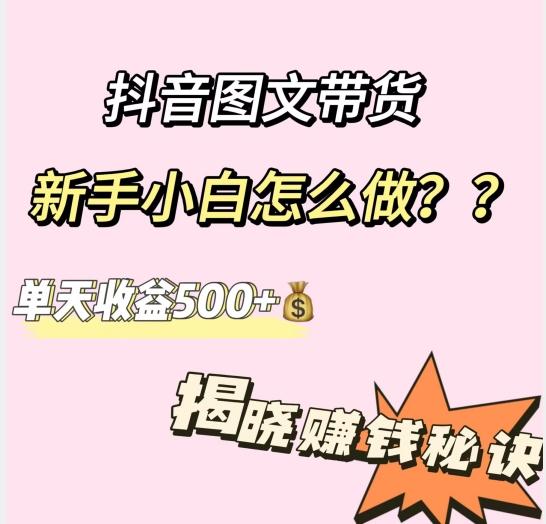 抖音图文带货，新手小白怎么做？单天收益500+【揭秘赚钱秘诀】-乐码云集
