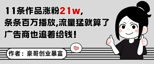 11条作品涨粉21W，条条百W播放，流量猛就算了，广告商也追着给钱-乐码云集