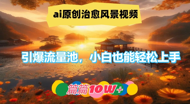 ai原创治愈风景视频，引爆流量池，小白也能轻松上手，篇篇10w+【揭秘】-乐码云集