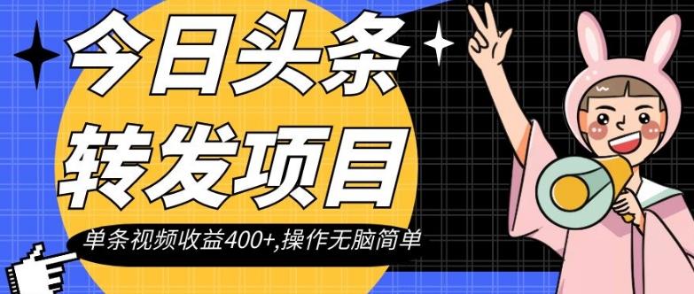 今日头条转发项目，单条视频收益400+,操作无脑简单【揭秘】-乐码云集