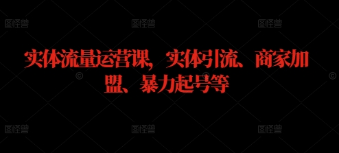 实体流量运营课，实体引流、商家加盟、暴力起号等-乐码云集