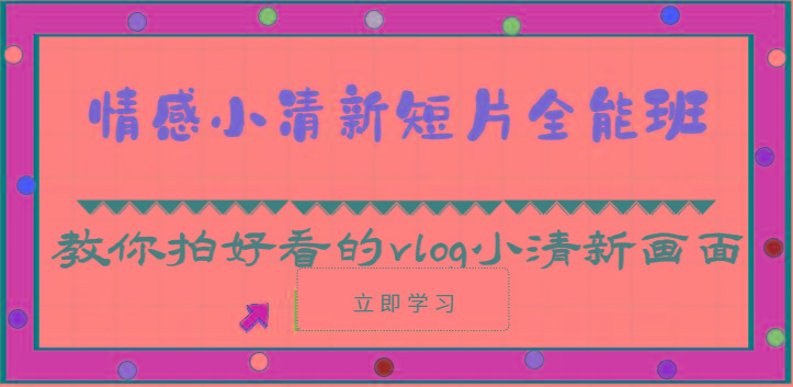 情感小清新短片全能班-教你拍好看的vlog小清新画面(30节课)-乐码云集