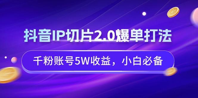 抖音IP切片2.0爆单打法，千粉账号5W收益，小白必备-乐码云集