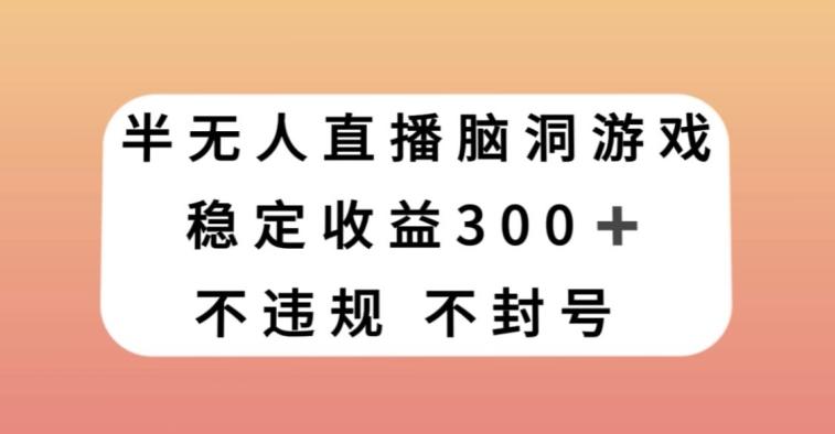 半无人直播脑洞小游戏，每天收入300+，保姆式教学小白轻松上手【揭秘】-乐码云集