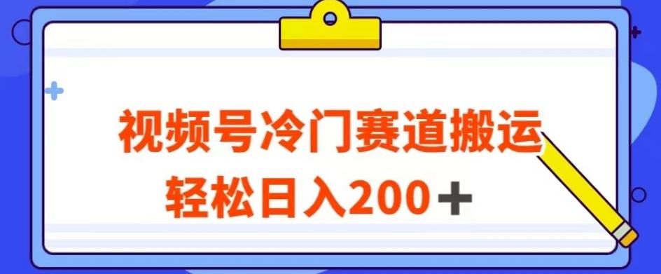 视频号最新冷门赛道搬运玩法，轻松日入200+【揭秘】-乐码云集
