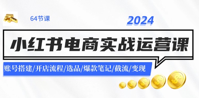 2024小红书电商实战运营课：账号搭建/开店流程/选品/爆款笔记/截流/变现-乐码云集