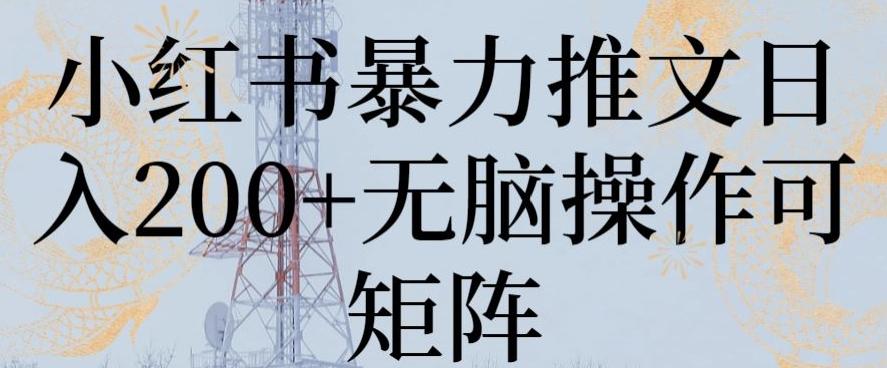 小红书暴力推文日入200+无脑操作可矩阵【揭秘】-乐码云集