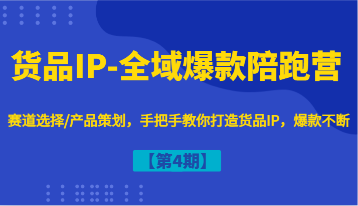 货品IP-全域爆款陪跑营【第4期】赛道选择/产品策划，手把手教你打造货品IP，爆款不断-乐码云集