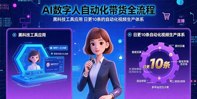 AI数字人自动化带货全流程：黑科技工具应用 日更10条的自动化视频生产体系-乐码云集