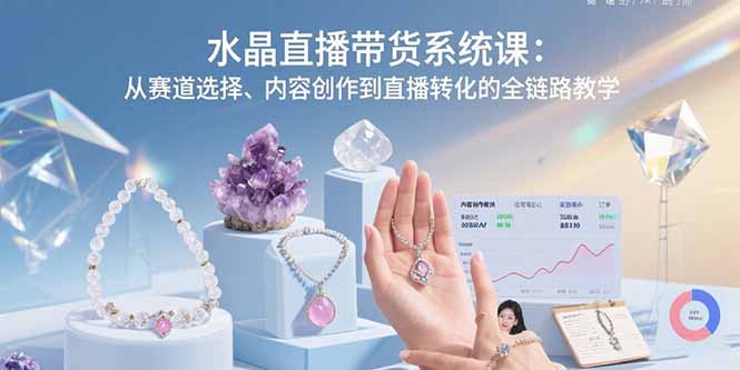 水晶直播带货系统课：从赛道选择、内容创作到直播转化的全链路教学-乐码云集