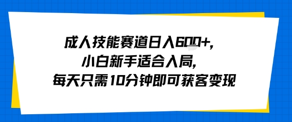 成人技能赛道日入多张，小白新手适合入局，每天只需10分钟即可获客变现-乐码云集