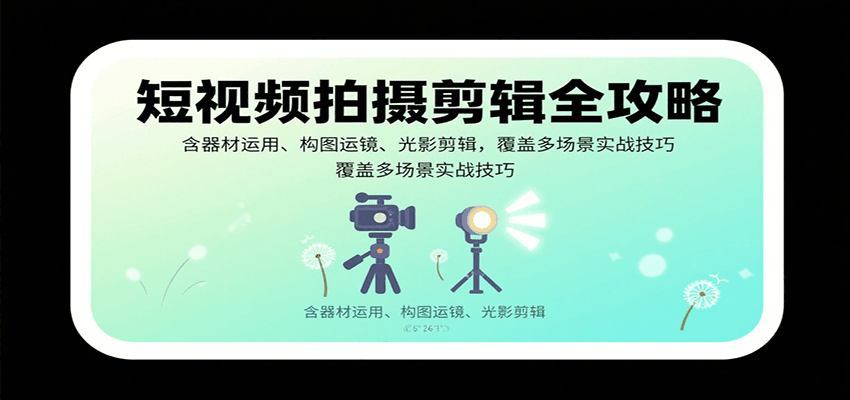 短视频拍摄剪辑全攻略:含器材运用、构图运镜、光影剪辑,覆盖多场景实战技巧-乐码云集