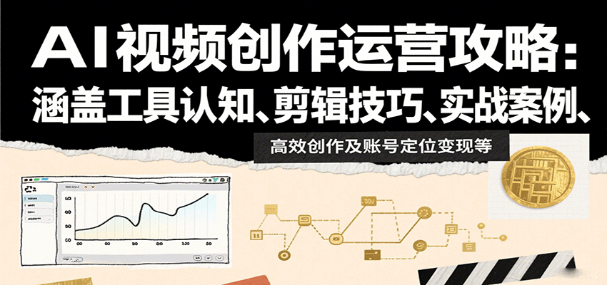 AI视频创作运营攻略:涵盖工具认知、剪辑技巧、实战案例、高效创作及账号定位变现等-乐码云集