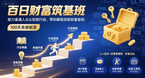百日财富筑基班，助力普通人从认知到行动，带你解锁顶级财富密码-乐码云集