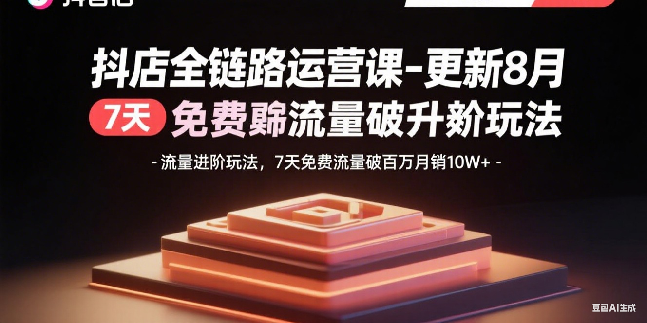 抖店全链路运营课-更新8月：流量进阶玩法，7天免费流量破百万月销10W+-乐码云集