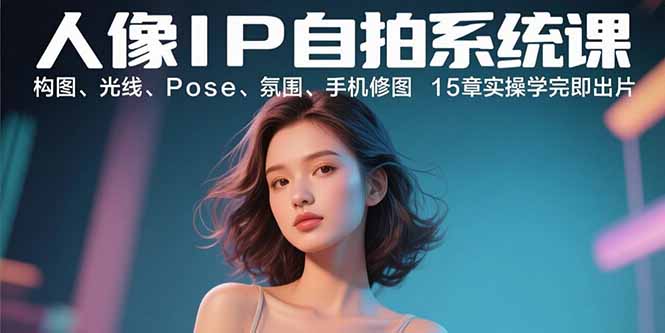 人像IP自拍系统课：构图、光线、Pose、氛围、手机修图 15章实操学完即出片-乐码云集