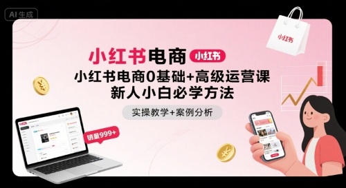 小红书电商0基础+高级运营课，新人小白必学方法，实操教学+案例分析-乐码云集