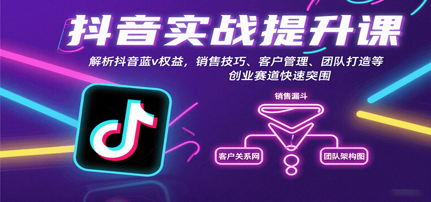 抖音实战提升课:解析抖音蓝v权益,销售技巧、客户管理、团队打造等创业赛道快速突围-乐码云集