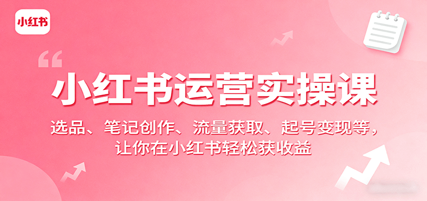 小红书运营实操课:选品、笔记创作、流量获取、起号变现等,让你在小红书轻松获收益-乐码云集