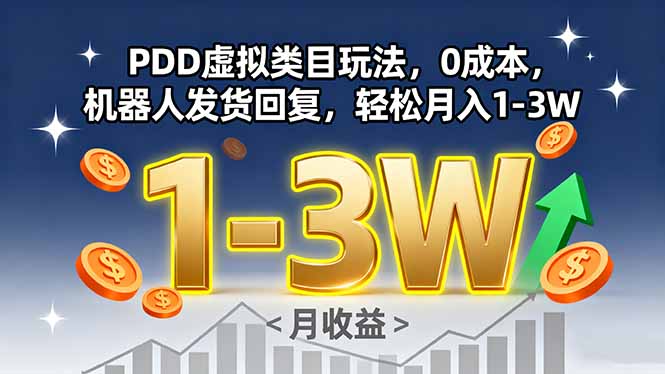 PDD虚拟类目玩法，0成本，机器人发货回复，轻松月入1-3W-乐码云集