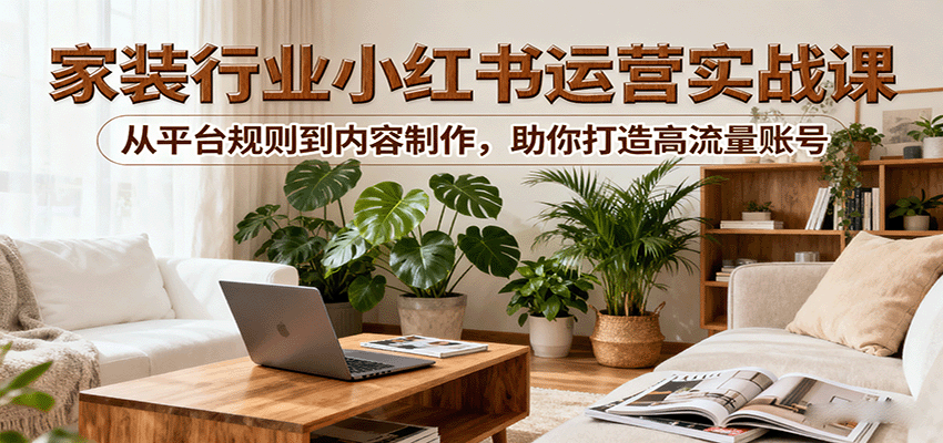 小红书家装行业运营实战课:从平台规则到内容制作,助你打造高流量账号-乐码云集