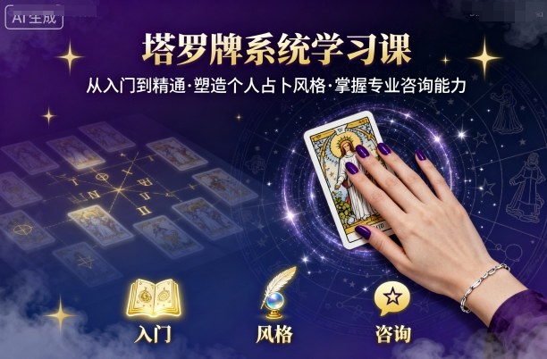 塔罗牌系统学习课，助你从入门到精通，塑造个人占卜风格，掌握专业咨询能力-乐码云集
