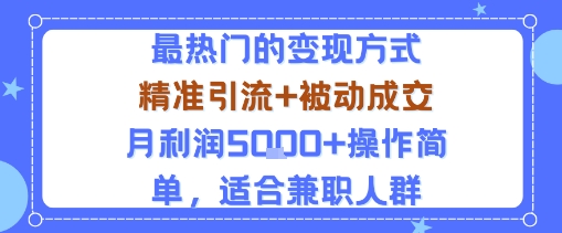 小众赛道玩法：当下最热门的变现方式，精准引流+被动成交月利润5k+操作简单，适合兼职人群-乐码云集