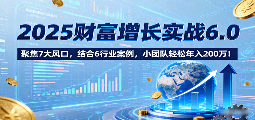 2025财富增长实战6.0,聚焦7大风口,结合6行业案例,小团队轻松年入200万!-乐码云集