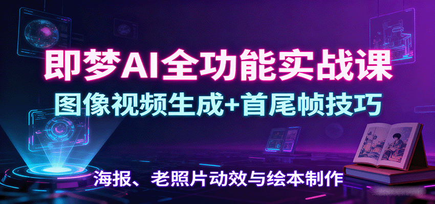 即梦AI全功能实战课:图像视频生成+首尾帧技巧,海报、老照片动效与绘本制作-乐码云集