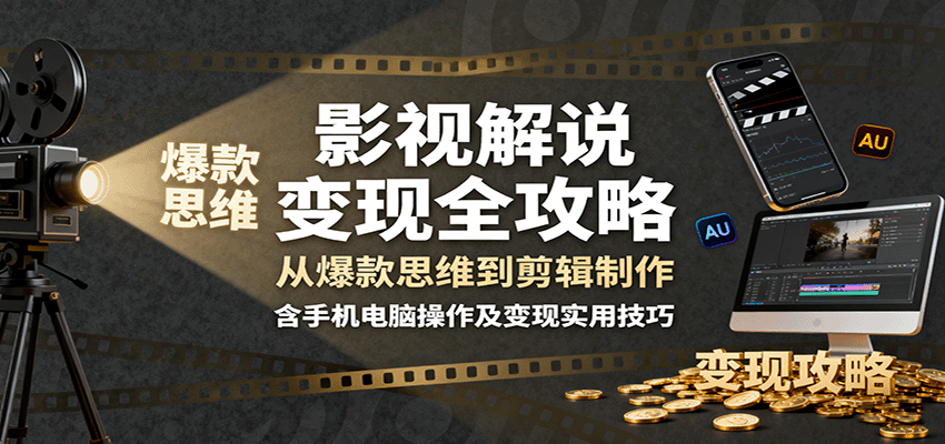 影视解说变现全攻略:从爆款思维到剪辑制作,含手机电脑操作及变现实用技巧-乐码云集