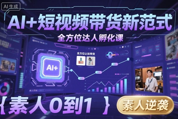 AI+短视频带货新范式全方位达人孵化课，素人也可以从0到1，全方位认知短视频带货-乐码云集