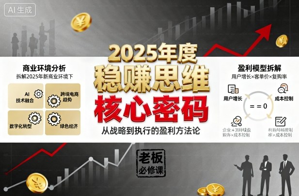 2025年度稳賺思维老板创业营，拆解2025年新商业环境下，企业实现持续盈利的核心密码-乐码云集