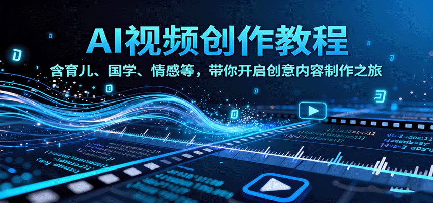 AI视频创富课,含育儿、国学、情感等,带你开启创意内容制作之旅-乐码云集