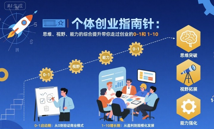 个体创业指南针，思维、视野、能力的综合提升带你走过创业的0-1和1-10【音频】-乐码云集