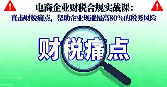 电商企业财税合规实战课，直击财税痛点，帮助企业规避最高80%的税务风险-乐码云集