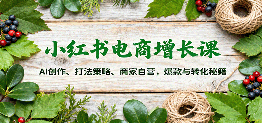 小红书电商增长课:AI创作、打法策略、商家自营,爆款与转化秘籍-乐码云集