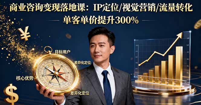 商业咨询变现落地课：IP定位/视觉营销/流量转化，单客单价提升300%-乐码云集
