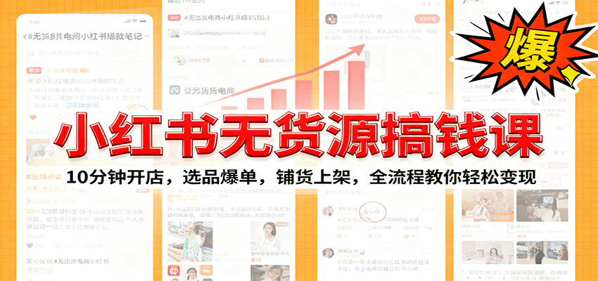 小红书无货源爆单课:10分钟开店,选品爆单,铺货上架,全流程教你轻松变现-乐码云集