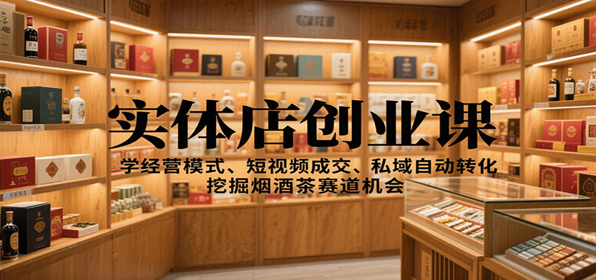 实体店创业课:学经营模式、短视频成交、私域自动转化,挖掘烟酒茶赛道机会-乐码云集