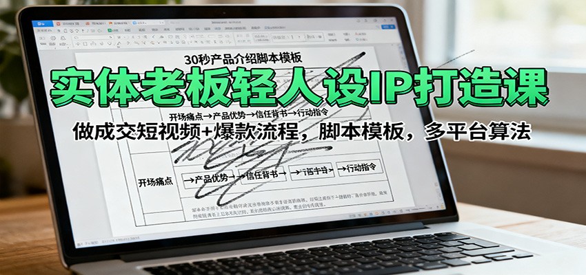 实体老板轻人设IP打造课:做成交短视频+爆款流程,脚本模板,多平台算法-乐码云集