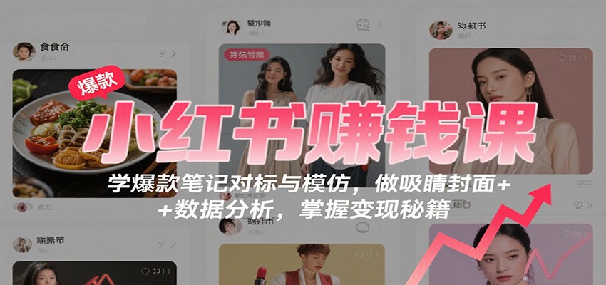 小红书赚钱课：学爆款笔记对标与模仿，做吸睛封面 + 数据分析，掌握变现秘籍-乐码云集