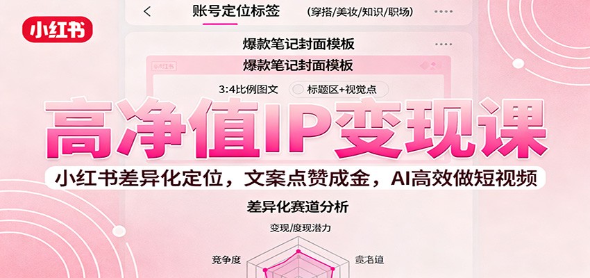 高净值IP变现课:小红书差异化定位,文案点赞成金, AI高效做短视频-乐码云集