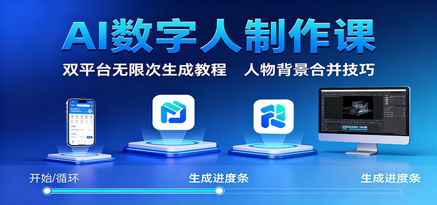 AI数字人制作课：双平台无限次生成教程，人物背景合并技巧-乐码云集