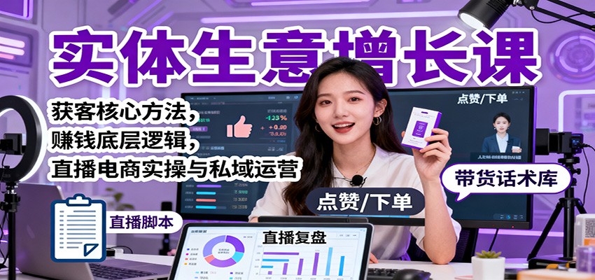 实体生意增长课:获客核心方法,赚钱底层逻辑,直播电商实操与私域运营-乐码云集