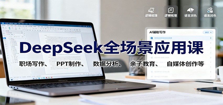 DeepSeek全场景应用课:职场写作、 PPT制作、数据分析、亲子教育、自媒体创作等-乐码云集