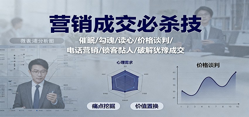 营销成交必杀技：催眠/勾魂/读心/价格谈判/电话营销/锁客黏人/破解犹豫成交-乐码云集