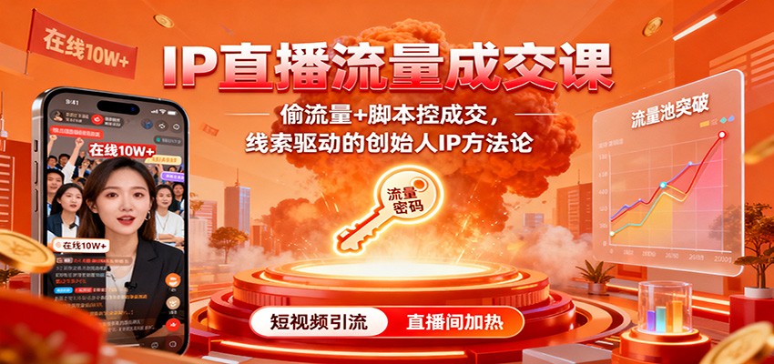 IP直播流量成交课:偷流量+脚本控成交,线索驱动的创始人IP方法论-乐码云集