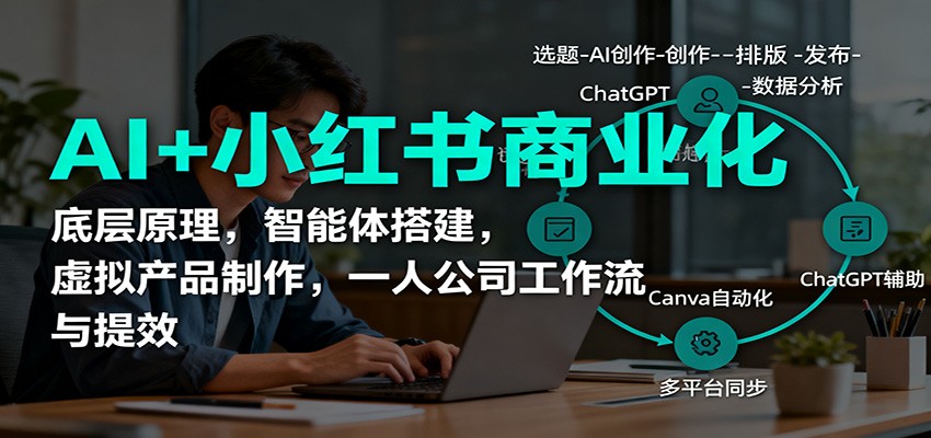 AI+小红书商业化,底层原理,智能体搭建,虚拟产品制作,一人公司工作流与提效-乐码云集